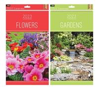 PaulStore 2025 Slim Month To View Year Wall Calendar Flowers Gardens Kittens Puppies (Flowers)