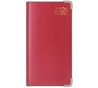 PaulStore 2026 Diary slim line week to view with metal edge (Red)