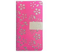 PaulStore 2026 Diary Slim Week to View Fashion Glitter Floral Sparkles Diary (Pink)