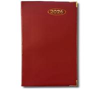 PaulStore 2026 Pocket Week To View Padded Diary Metal Corner Case bound Diary Home And Office Use (Red)