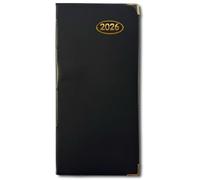 PaulStore 2026 Slim Line Week to View Padded Diary Metal Corner Case Bound (Black)