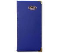 PaulStore 2026 Slim Line Week to View Padded Diary Metal Corner Case Bound (Blue)