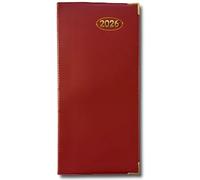 PaulStore 2026 Slim Line Week to View Padded Diary Metal Corner Case Bound (Red)
