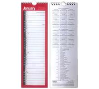 PaulStore 2026 Slim month to view spiral bound wall planner calendar Red and white (Red 2026)