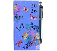 PaulStore 2026 Slim Week To View Diary Glitter Butterflies Designer Fashion Animated Diary (Navy Blue)