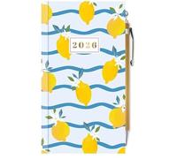 PaulStore 2026 Slim Week To View Slim WTV Diary Botanical with foil Fashion Designer Diary (Blue)
