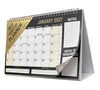 PaulStore 2027 Desktop Calendar - Month to View Stand Up Calendar, Spiral Bound Free-Standing Flip Calendar for Home, Office, and School, Black & Gold (2027)