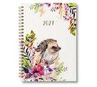 PaulStore 2027 Diary A5 Week to View - Hardback Spiral Wiro Bound Weekly Planner with Animated Cover Design (Hedgehog)