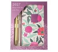 PaulStore 2027 Slim Diary & Pen Set - Botanical Week to View Planner, Slim Weekly Agenda (Pink Tropical)
