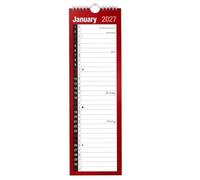 PaulStore 2027 Slim Month to View Wall Planner Calendar - 12-Month Spiral Bound Hanging Monthly Organiser for Home and Office, Red & White (Red 2027)