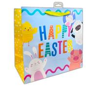 PaulStore 3x Large Square Easter Eggs Or Chicks Luxury Present Gift Bags Easter Gift Bag with Tag (Chicks)