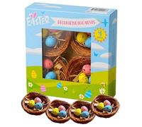 PaulStore 4-Piece Easter Artificial Bird Nests with Decorative Eggs - Natural Rattan Bird Nest for DIY Crafts, Spring Home Decor, & Easter Party Favors - Realistic Miniature Nests for Arts & Crafts