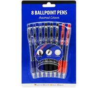 PaulStore 8 Ballpoint Pens Set Soft Non-Slip Grip Medium Ball Point Pen Biros