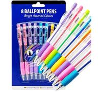 PaulStore 8 Ballpoint Pens Set Soft Nonslip Grip Medium Ball Point Pen Biros