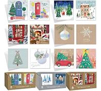 PaulStore Pack Of 10 Merry Christmas Note Cards Cute Family Polar Bears & Santa Random Design