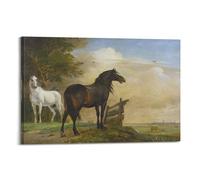 Paulus Potter Painter's Artwork Two Horses in The Meadow Posters Home Decor Wall Art Hanging Picture Print Bedroom Decorative Room Aesthetic 24x36inch(60x90cm)