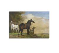 Paulus Potter Painter's Artwork Two Horses in The Meadow Posters Wall Art Bedroom Prints Home Decor Hanging Picture Canvas 08x12inch(20x30cm)