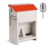 PAUQRWIE 25lbs Automatic Chicken Feeder - 10 Feeding Ports, No Waste Poultry Feeder Large Feeding Though Dispenser for Chickens Duck Turkey Pheasant Chicken Coop
