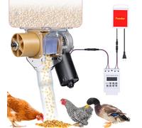 PAUQRWIE Timed Automatic Chicken Feeder 16 Groups of Timer & Quantitative Poultry Feeders Auto Gravity Food Dispenser Kit for Chicken Rooster Dog Duck Cat Bird Chicken Coop