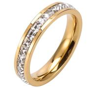 PAURO 4MM CZ Pave Eternity Promise Rings Gold Size S