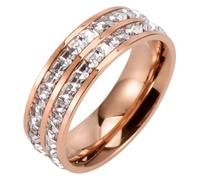 PAURO 7MM CZ Pave Eternity Promise Rings Rose Gold Size U