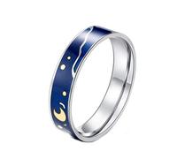 PAURO Couples Women's Stainless Steel Van Gogh'S Sky Ring Romantic Promise Band Size K