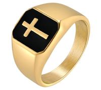 PAURO Cross Signet Rings for Men Gold Size Y
