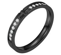 PAURO Half Eternity Pave CZ Cross Stackable Rings Black Size P 1/2