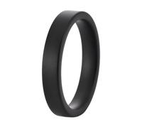 PAURO Men's and Women's Ceramic 4MM Classic Matte Process Engagement Wedding Band Ring Black Size L 1/2