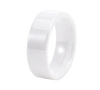 PAURO Men's and Women's Ceramic 8MM Classic Delicate Polishing Engagement Wedding Band Ring White Size L 1/2