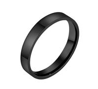 PAURO Men's and Women's Stainless Steel 4MM Classic Minimalist Flat Exterior Curved Interior Polished Ring Black Size Y