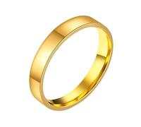 PAURO Men's and Women's Stainless Steel 4MM Classic Minimalist Flat Exterior Curved Interior Polished Ring Gold Size Z+1