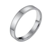 PAURO Men's and Women's Stainless Steel 4MM Classic Minimalist Flat Exterior Curved Interior Polished Ring Silver Size W