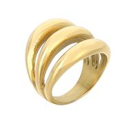 PAURO Men's and Women's Stainless Steel Classic Personalized Elegant Promise Triple Line Ring Gold Size L 1/2