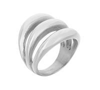 PAURO Men's and Women's Stainless Steel Classic Personalized Elegant Promise Triple Line Ring Silver Size L 1/2