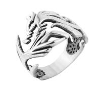 PAURO Men's and Women's Stainless Steel Classic Vintage Punk Fortunate Chinese Zodiac Dragon Ring Silver Size N 1/2