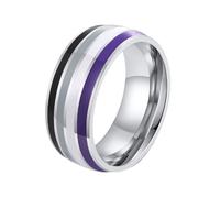 PAURO Men's and Women's Stainless Steel LGBTQ Love Lucky Happiness Wedding Rainbow Ring Asexual Size N 1/2