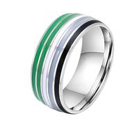 PAURO Men's and Women's Stainless Steel LGBTQ Love Lucky Happiness Wedding Rainbow Ring Neutrois Size P 1/2