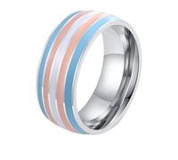 PAURO Men's and Women's Stainless Steel LGBTQ Love Lucky Happiness Wedding Rainbow Ring Transgender Size P 1/2