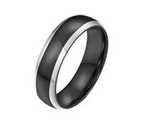 PAURO Men's and Women's Stainless Steel Simplicity Mirror Two-tone Polished Ring Silver Black Size W