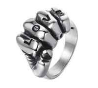 PAURO Men's and Women's Stainless Steel Vintage Bold Fist Love Design Rock Punk Ring Silver Size Y