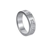 PAURO Men's Stainless Steel 6MM High Polished Simple Roman Numerals Ring Silver Size U
