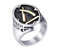PAURO Men's Stainless Steel Barber Shop Decor Ring Punk Finger Shaver Band Silver Size V