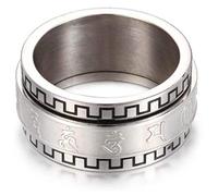 PAURO Mens Stainless Steel Buddhism Tibetan Mantra Spinner Ring 10mm Wide Band Vintage Om Mani Padme Hum Prayer Jewellery Silver Size L