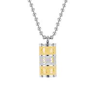 PAURO Men's Stainless Steel Buddhist Mantra Om Mani Padme Hum Openable Cylinder Bottle Prayer Wheel Necklace Center Silver Gold