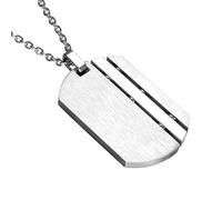 PAURO Men's Stainless Steel Matte Brushed Silver Military Army Dog Tag Pendant Charm Necklace