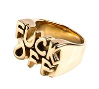 PAURO Men's Stainless Steel Personalized Fuck Off Words Biker Ring Punk Style Gold Size U