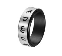 PAURO Men's Stainless Steel Personalized Trend Simple Retro Rotatable Ring Black Size L 1/2
