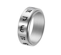 PAURO Men's Stainless Steel Personalized Trend Simple Retro Rotatable Ring Silver Size L 1/2