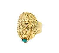 PAURO Mens Stainless Steel Retro Tribal Native American Indian Chief Ring with Stone Gold Size Y